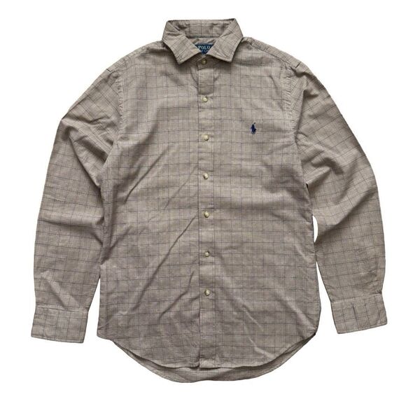 Polo Ralph Lauren Shirt Slim Fit Mens M Brown Micro Houndstooth Button Down - Picture 1 of 7